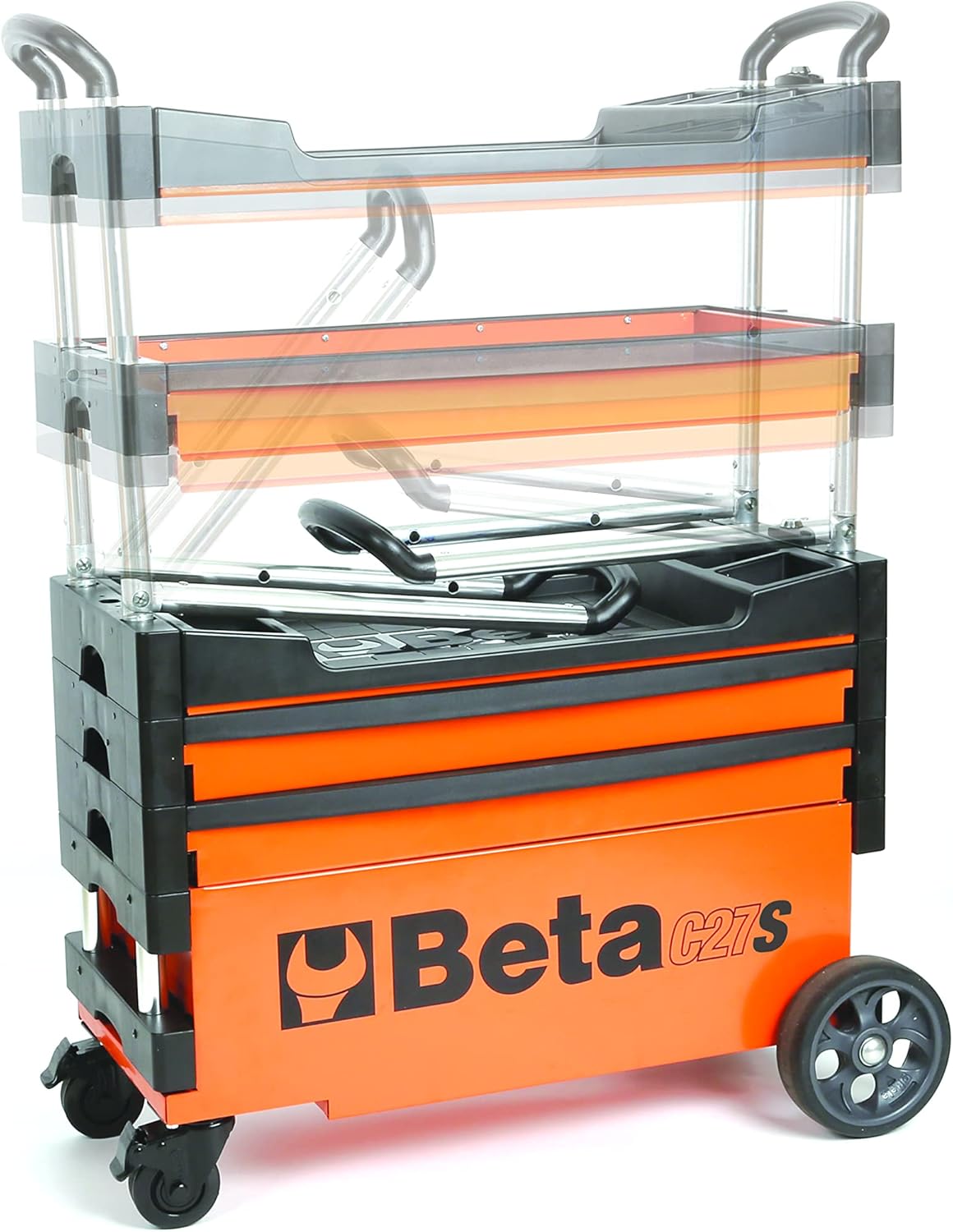 Beta - C27S-G - 4 Compartment Foldable Tool Cart with Wheels - Grey : Industrial & Scientific
