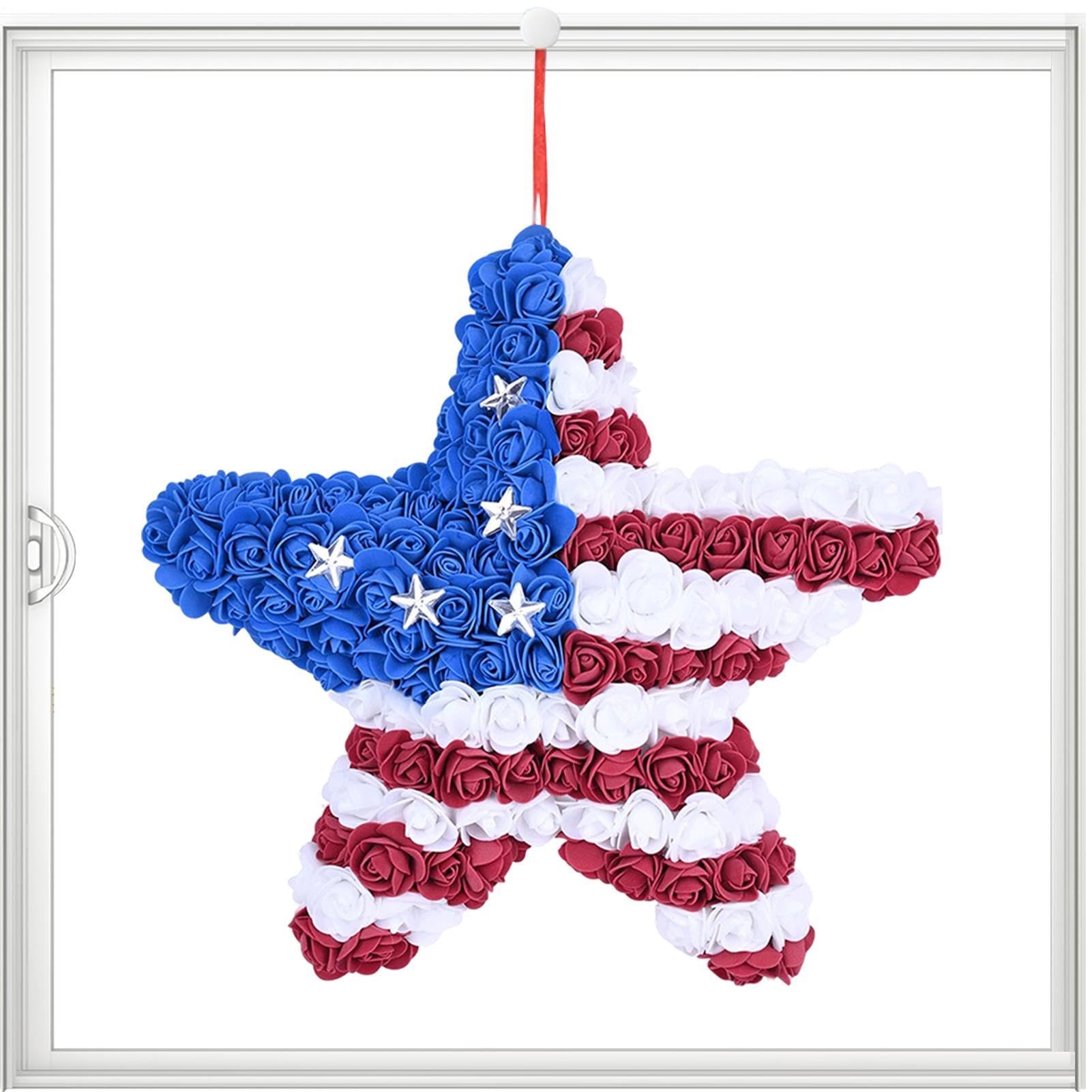 Couronne du 4 Juillet fleurs artificielles et décor saisonnier de maison