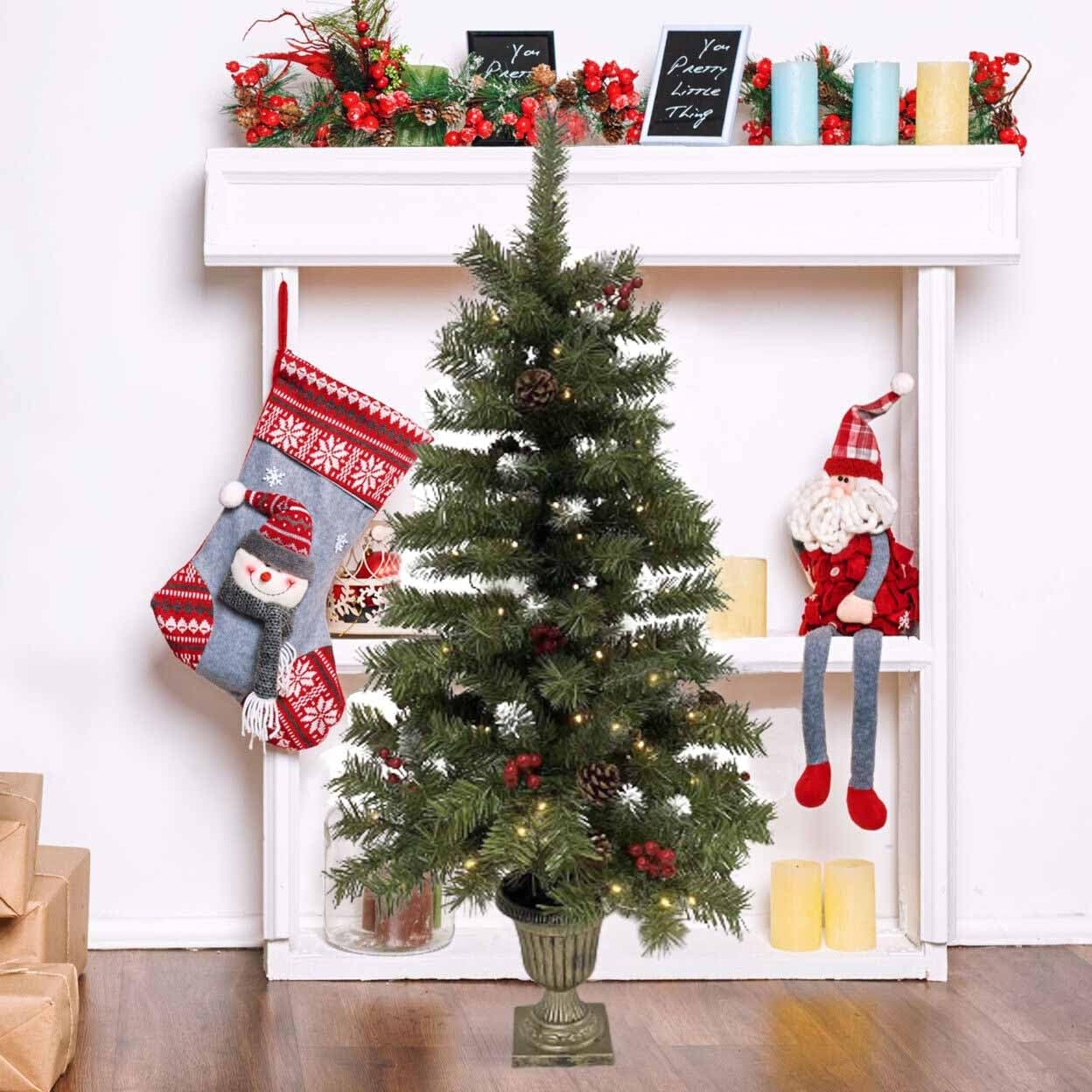 Amazon 3 Ft Pre Lit Christmas Trees HOMCOM 3ft 90cm Green Fibre Optic