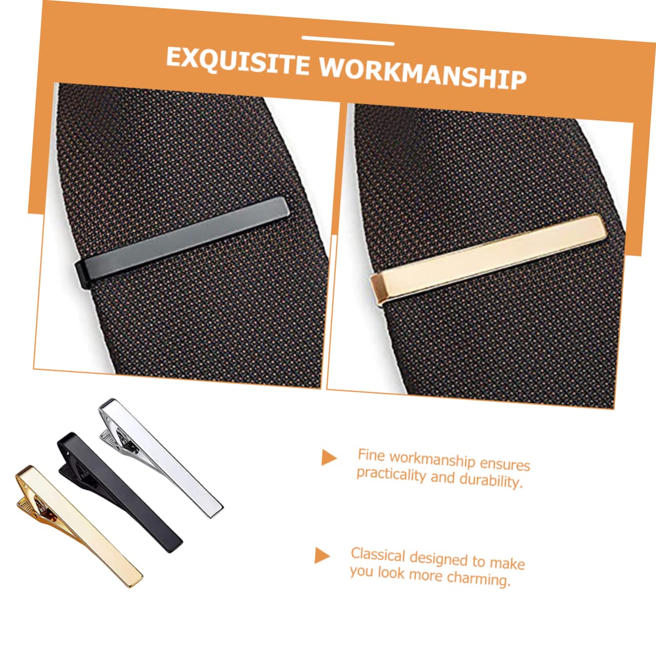 GALPADA 3 Piezas Clip De Corbata Corbatas De Esmoquin Para Hombres Barra De Corbata De Negocios Traje De Hombre Cierre De Corbata Clips Negros Corbatas Para Hombres Barra De Corbata Para