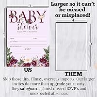 Vista 8 de AmandaCreation - Invitaciones florales para baby shower, 20 tarjetas de relleno de 5 x 7 pulgadas con veinte sobres blancos