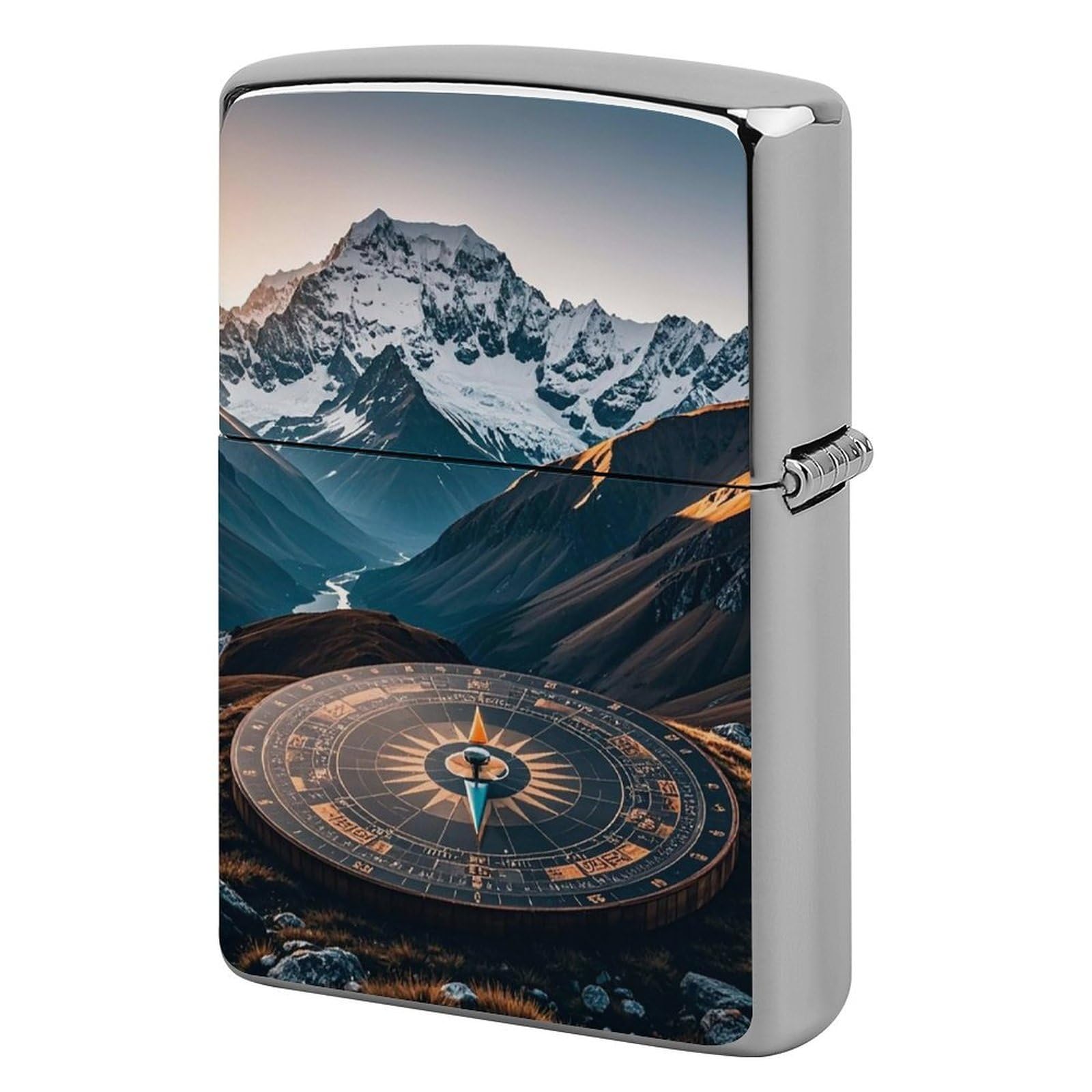 Mountain Compass Lighter Case for Men, Personalized Lighter Cover for Valentine's Day Gifts, Flip-Top Lighters Shell for Outdoor, Portable Lighters Protective Sleeve