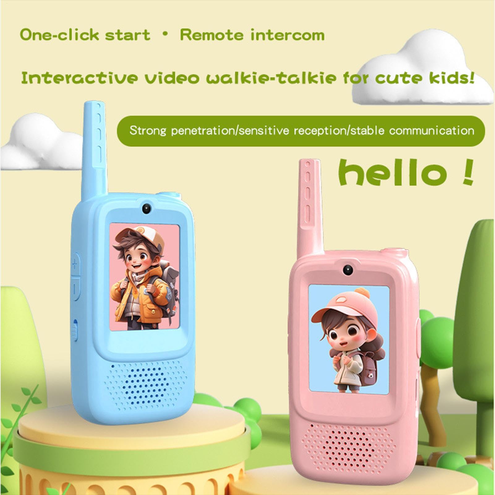 2 Pieces Talkies Walkies Vidéo pour Enfant, Talkie Walkie Enfant avec Vidéo & Caméra HD, Rechargeable, 4 Modes De Voix Changée, Portée 150-500m, Cadeau De Noël pour LesEnfant