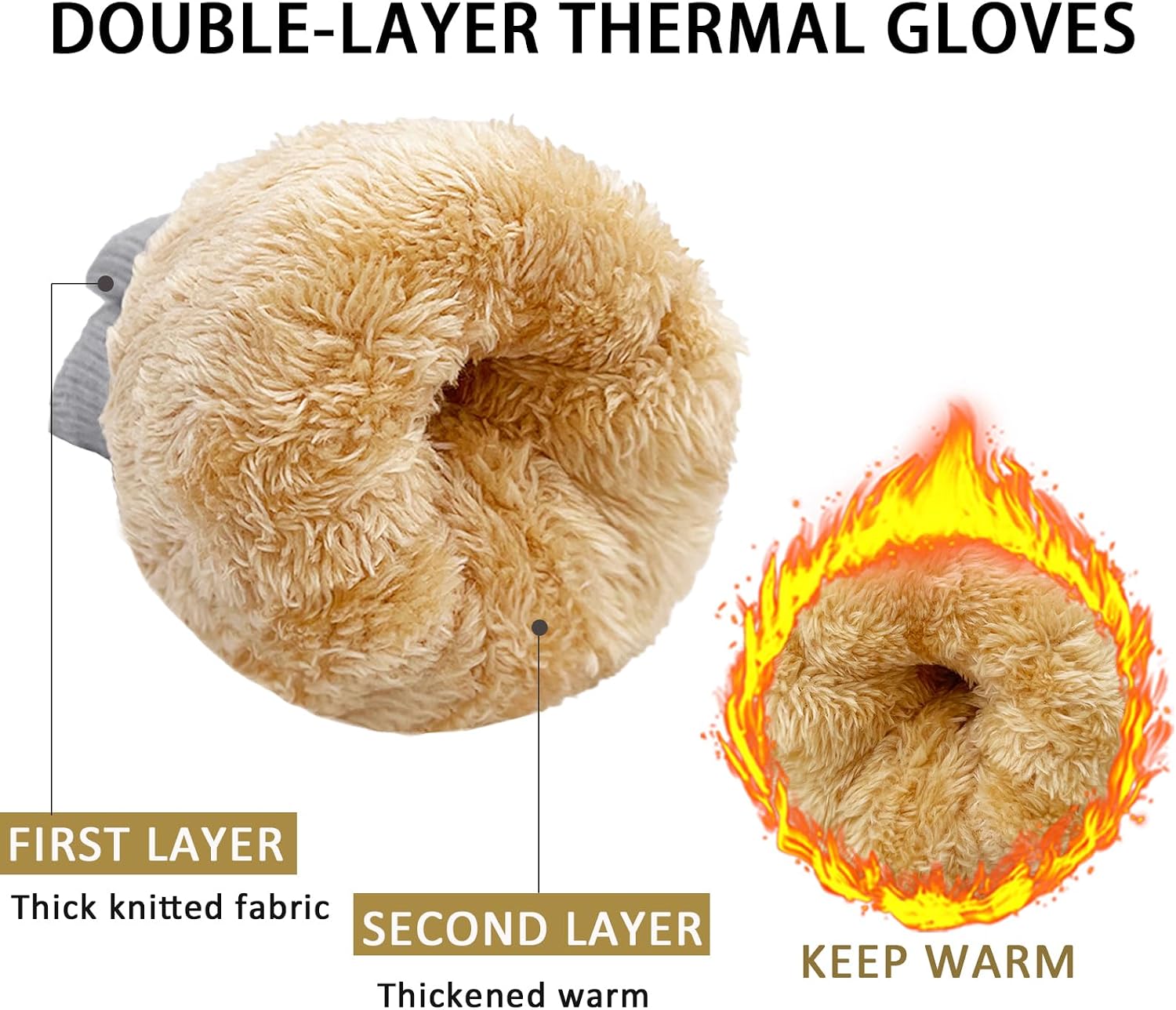 Winter Gloves for Women Touch Screen Ladies Thermal Fleece Warm knit Wool Snow Gloves for Cold Weather image 5