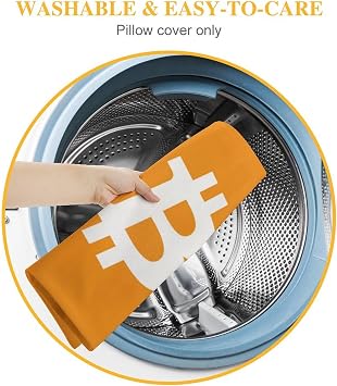 Bitcoin Decorative Throw Pillow Cover, Holland Velvet, 18x18 Inch, Hidden Zipper, Square, Washable, Cryptocurrency Theme (Color 1)