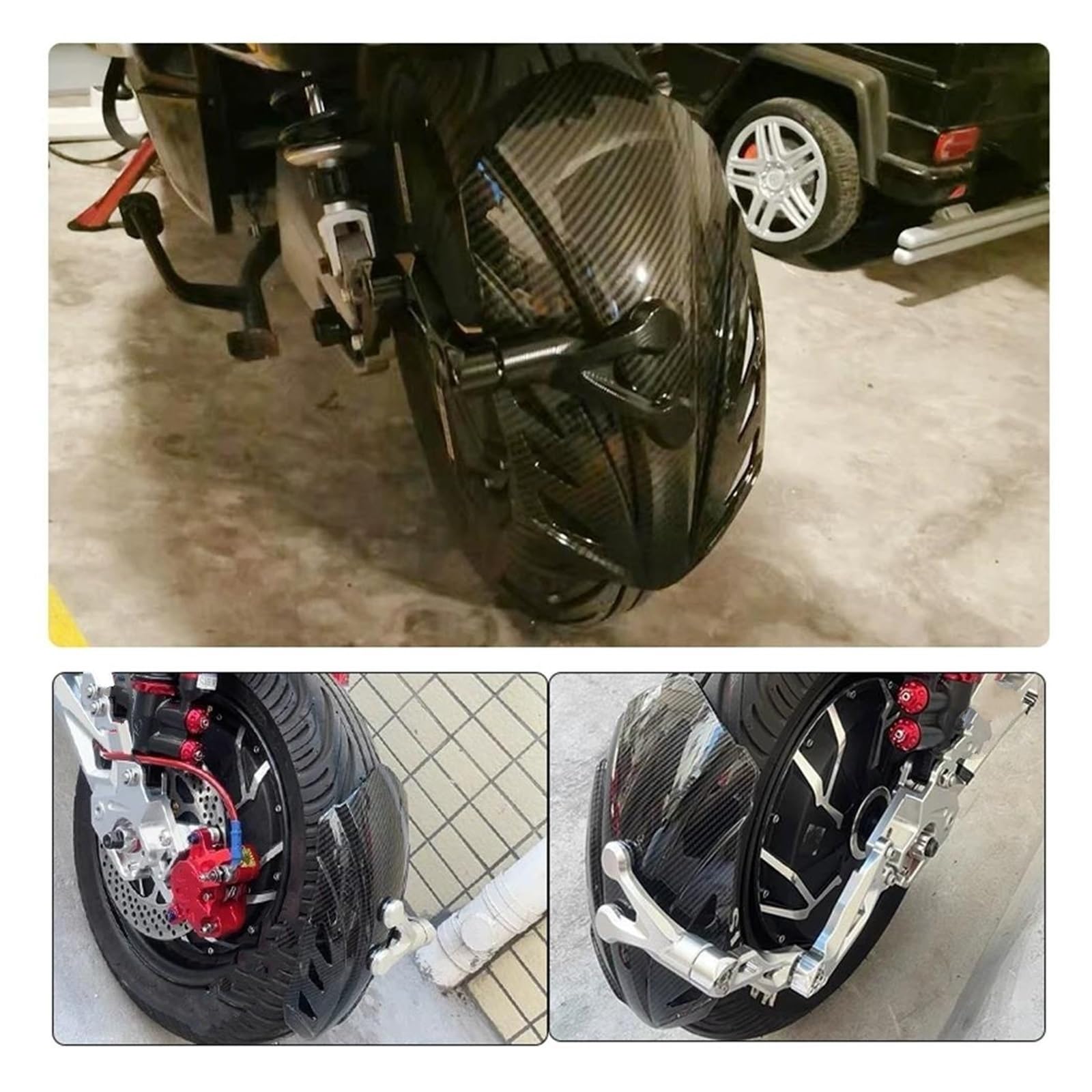 Parafango Posteriore In Lega Alluminio Per Moto - Universale Regolabile, Anti-Schizzi E Protezione Ruota (Rosso) - Foto 8