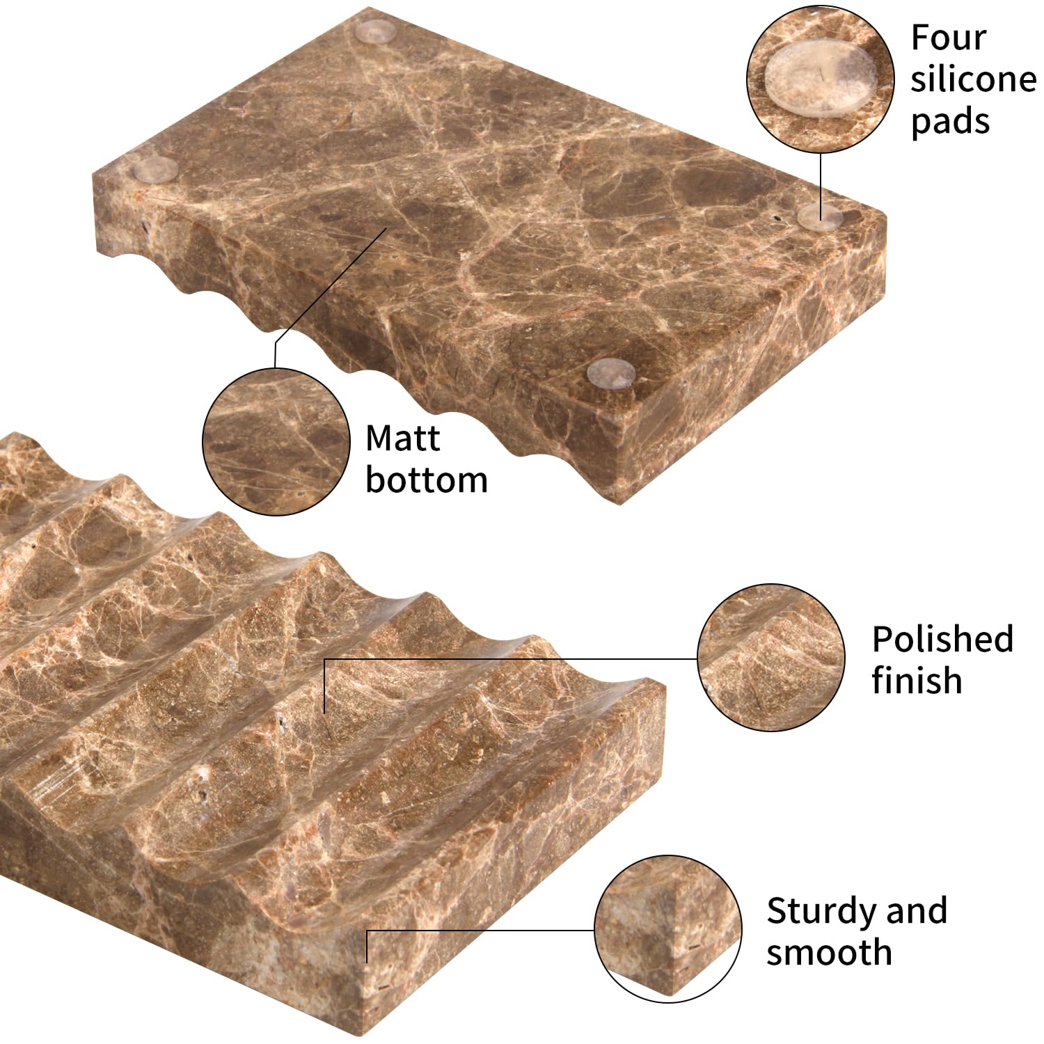 Luxus Marmor Seifenschale Rechteckig | Selbstentleerend Für Bad & Küche