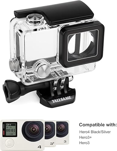 Miniatura 5 de YALLSAME Funda de esqueleto para GoPro Hero 4 Hero 3+ Hero 3 con soporte de trípode y hebilla de liberación rápida, fácil de cargar, conectable,