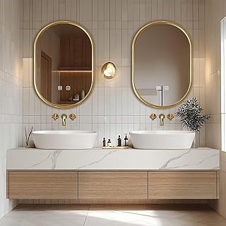 108IN Bathroom Vanity - Floating Bathroom Vanity with Double Sinks Includes Wood Grain Cabinet & Above Counter Basins|Modern Log Style,LED Smart Defog Mirror