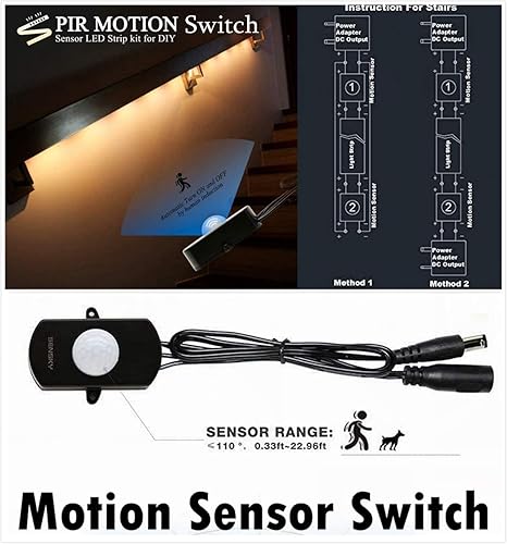 Miniatura 3 de Sensky Kit de tira de luz LED activada por movimiento de 19.7 pies6m Tira de luz LED flexible con sensor de movimiento para dormitorio, caja fuerte