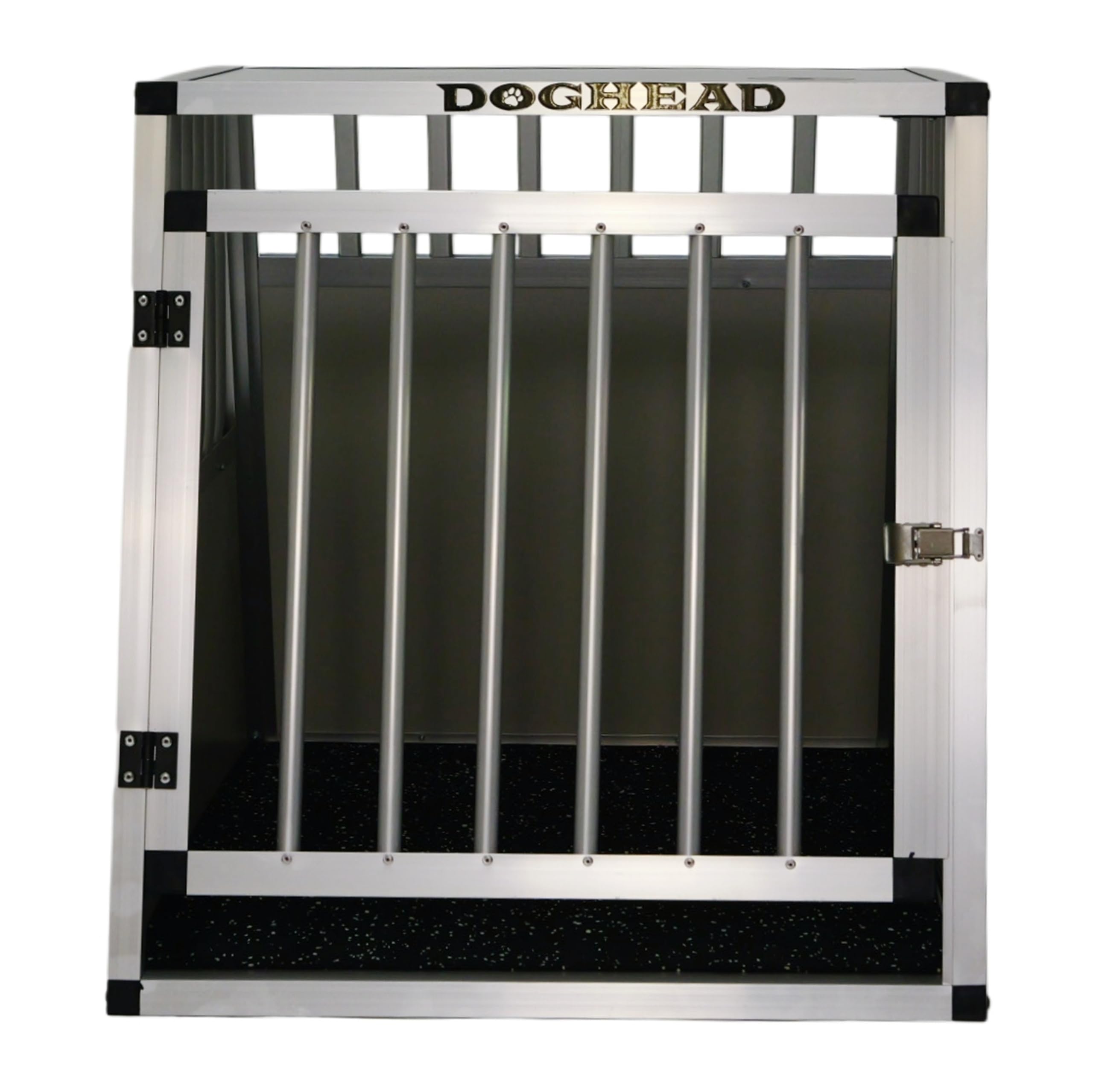 DOGHEAD Hundetransportbox Comfort, Single 60x75x63 cm, Grau/Silber, Aluminium, Beidseitig Abgeschrägt 75°