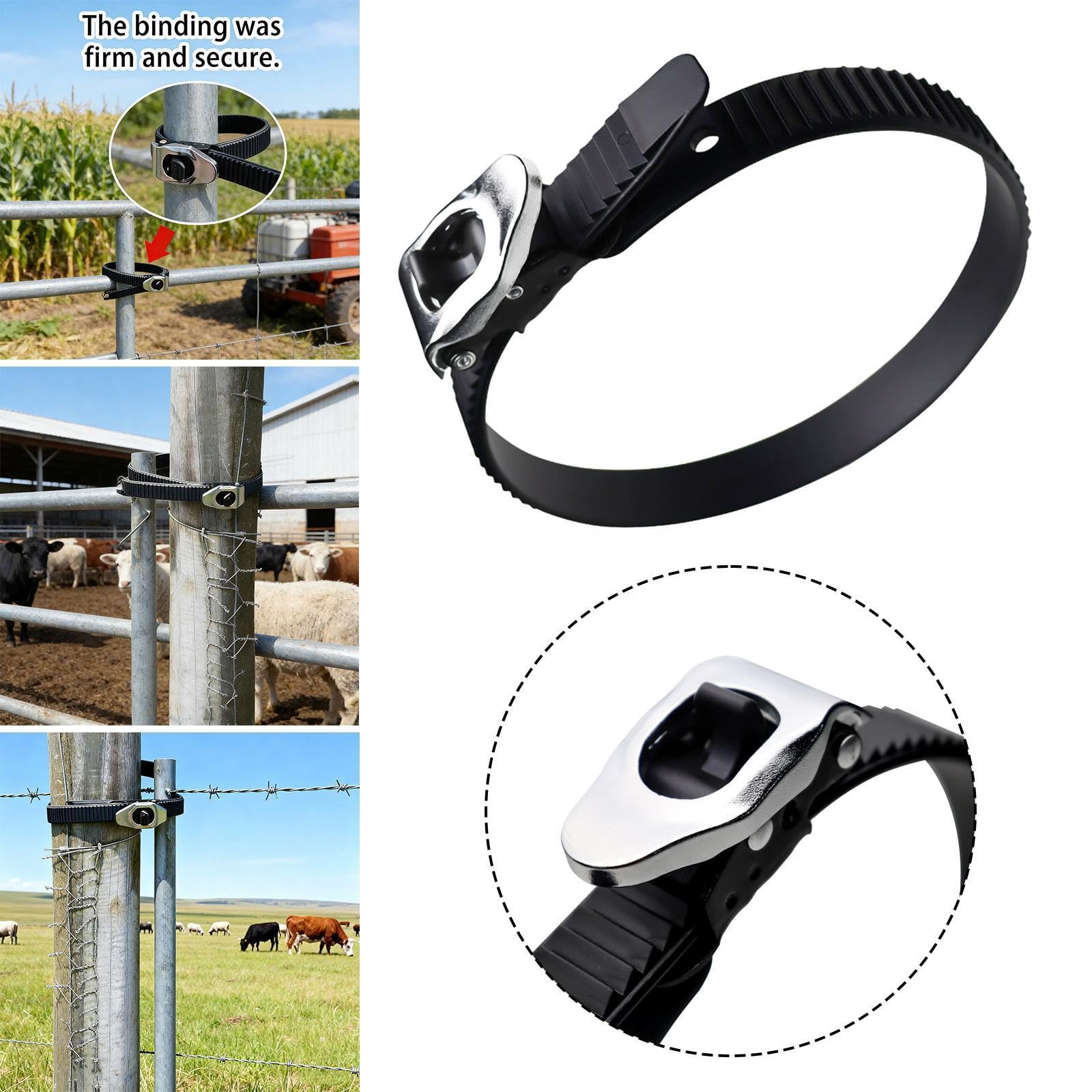 MagiDeal Ratchet Cable Tie - Heavy Duty Adjustable Locking Strap, Reusable Ratchet Zip Tie for Gates, Gardening, Workshop, Farm, Garage, Cargo Securing, 37.5cm — view 4