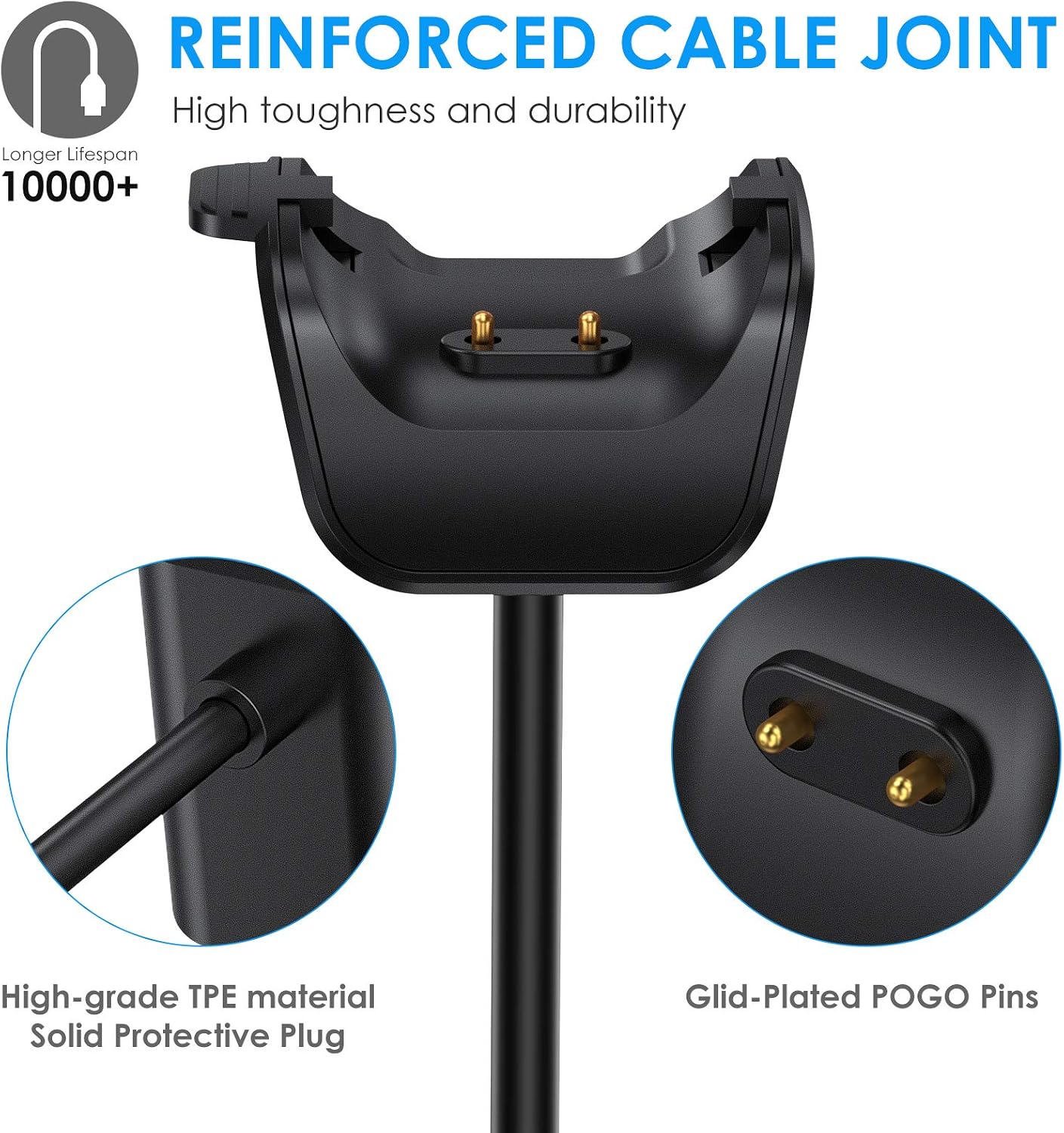 EZCO 2-Pack Charger Compatible with Samsung Galaxy Fit 2 (Not for Galaxy Fit 1), 3.3 Ft USB Replacement Charging Cable Dock Stand Station Accessories for Galaxy Fit 2 Smart Watch