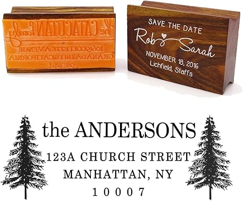 Miniatura 8 de Personalizada Familia Dirección de retorno sello personalizado Auto entintado sello árbol de Navidad día festivo, Rojo