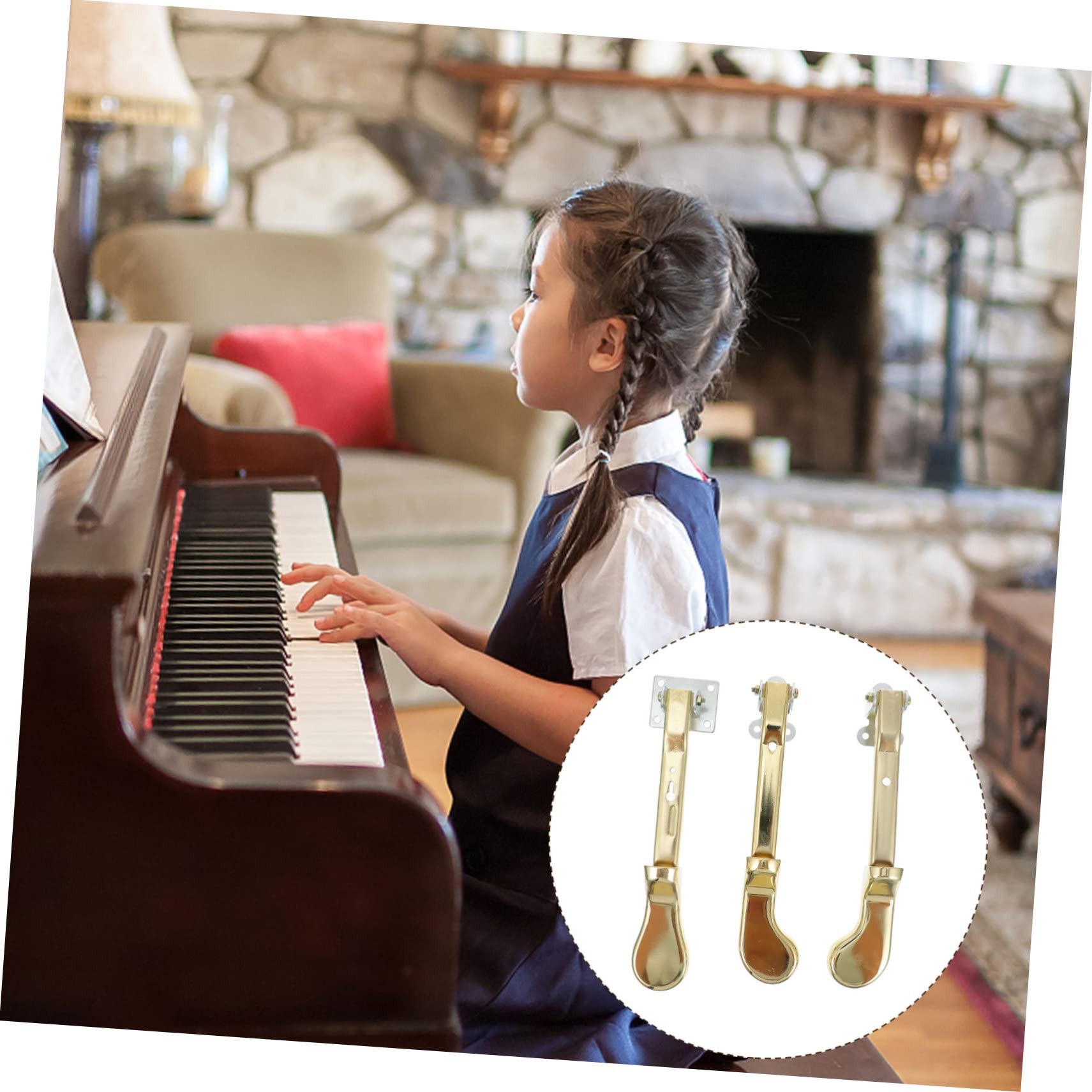3 Pedales de Piano Vertical Metálicos Duraderos Alta Dureza y Estabilidad para Músicos Profesionales y Aficionados en Pianos Verticales