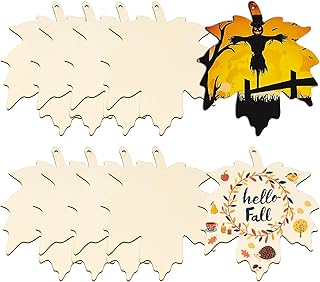 Large Size 7inch WoodenThanksgiving Ornaments to Paint, DIY Blank Unfinished Maple Leaf Wood Ornament for Crafts Autumn Hanging Decorations School Decoration(10PCS)