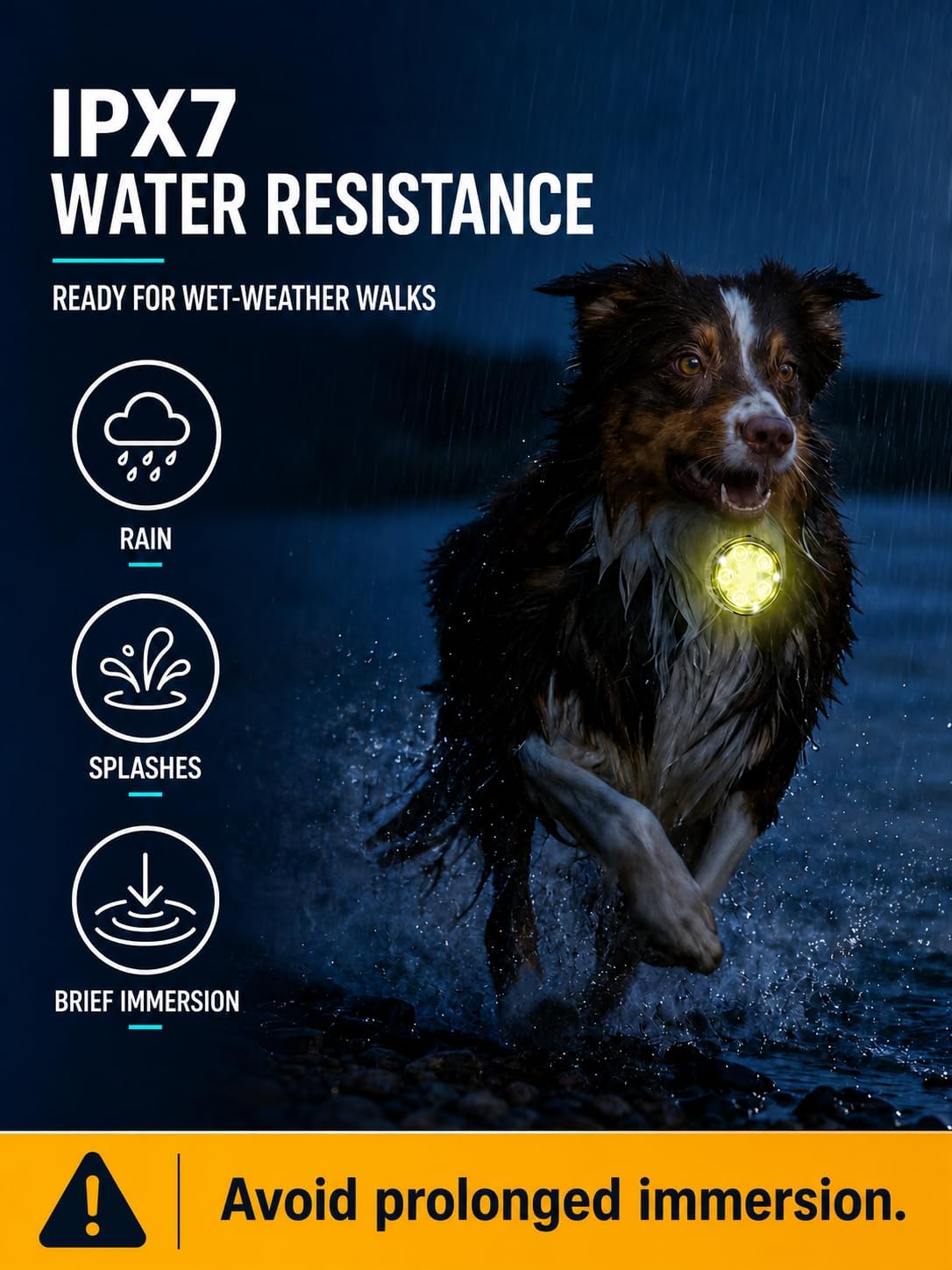 3-Pack Collar Light with Memory Function, 8 Modes, IPX7 Waterproof | 24 hour runtime, flower shaped light, visible up to 1550 ft, fits all dog sizes, thicker adjustable strap