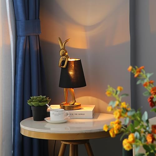 Miniatura 3 de Lámparas de mesa de conejo, lámpara de mesa de conejo blanco de 25.6 pulgadas para dormitorio, lámpara de mesita de noche para niños, luz de conejo