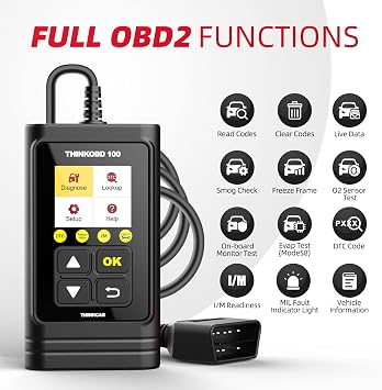 OBD2 Scanner, ThinkOBD 100 Car Code Reader Check Engine Light, Emission Test Scan Tool for Mechanics,Car Diagnostic Scanner for All OBDii Cars After 1996