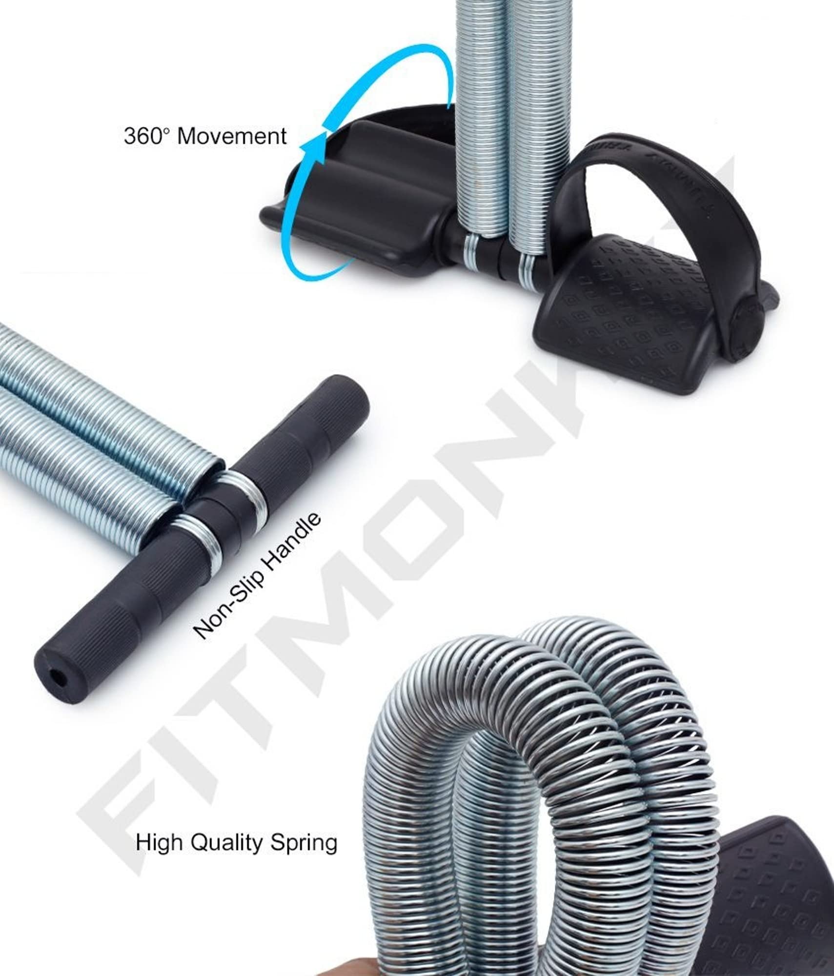 LIVOX Double Spring Tummy Trimmer with Ab Wheel Roller, Push-up Stand Gym Equipment Set for Home Workout Combo Men Women Full Body Exercise Kit β Pack of 3 1