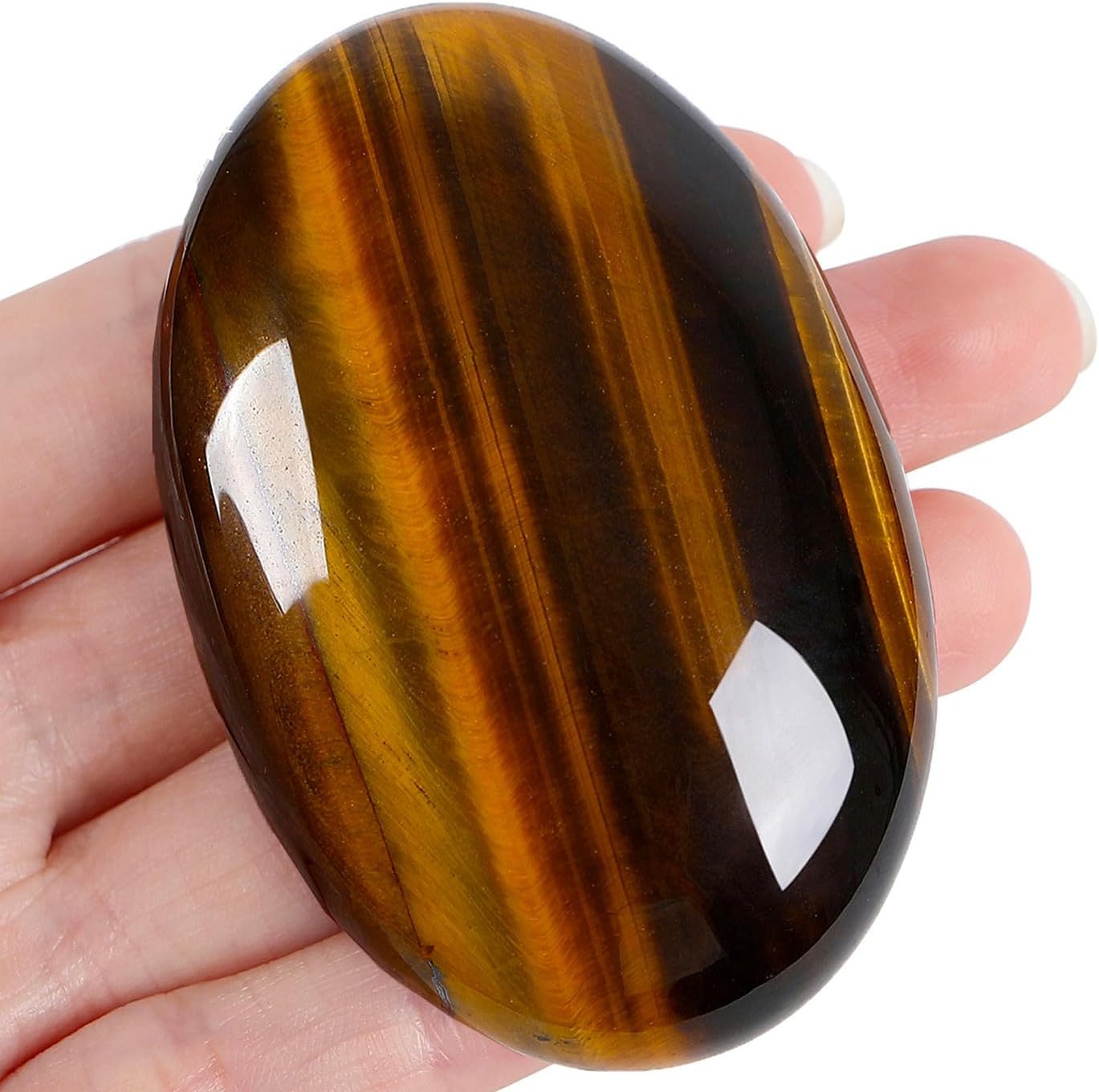 ZHIYUXI 2.4″ Tiger’s Eye Crystals Healing Crystals Gemstones Crystal Decor Worry Stone Energy Balancing Therapy Polished Stones Palm Stone Room Decor Mediation Gifts 1PC