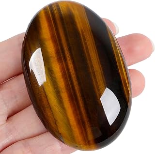 ZHIYUXI 2.4" Tiger's Eye Crystals Healing Crystals Gemstones Crystal Decor Worry Stone Energy Balancing Therapy Polished Stones Palm Stone Room Decor Mediation Gifts 1PC