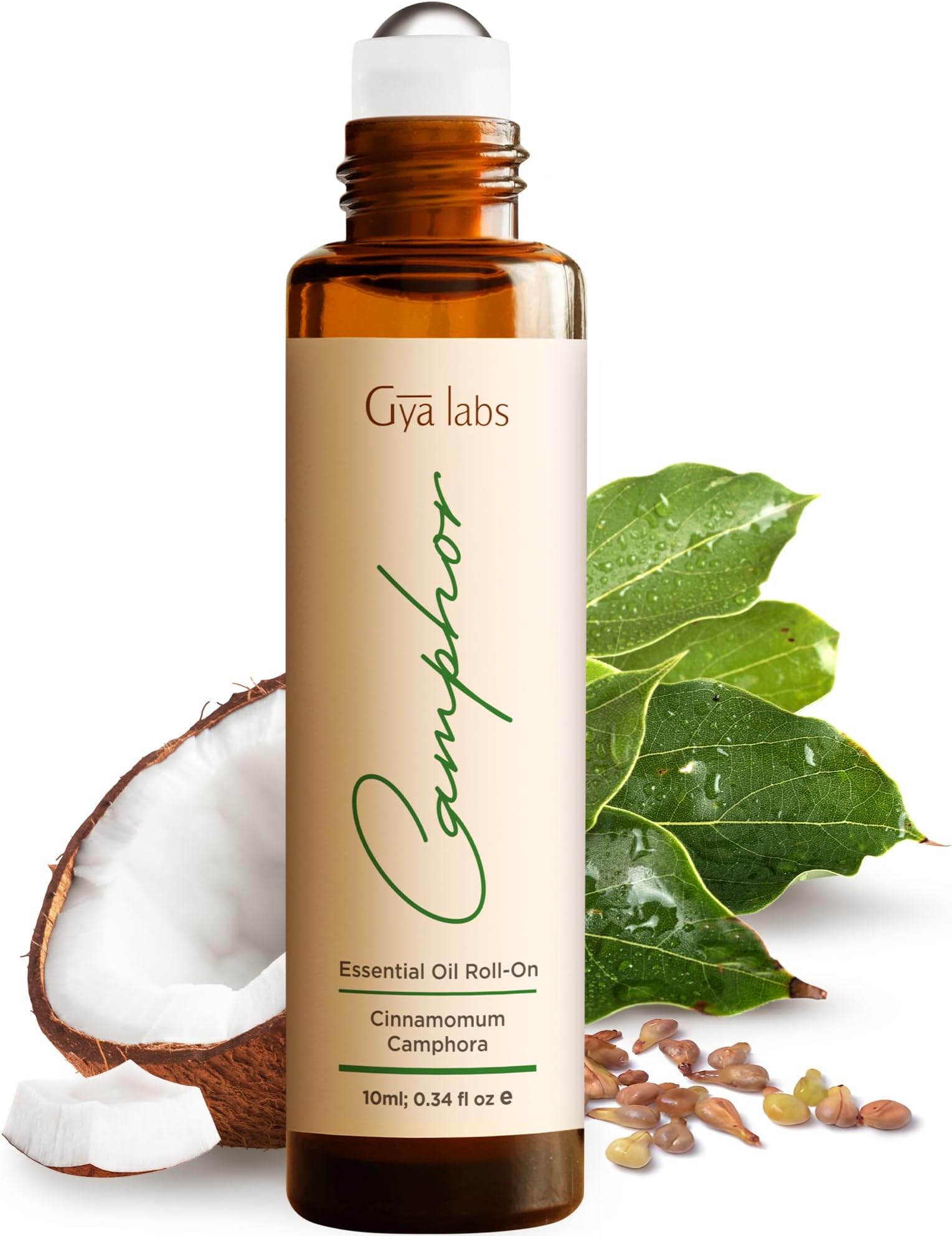 Camphor Essential Oil Roll On - 0.34 Fl Oz - Travel Size Roller for Camping, Skin, Aromatherapy Relief, Convenience