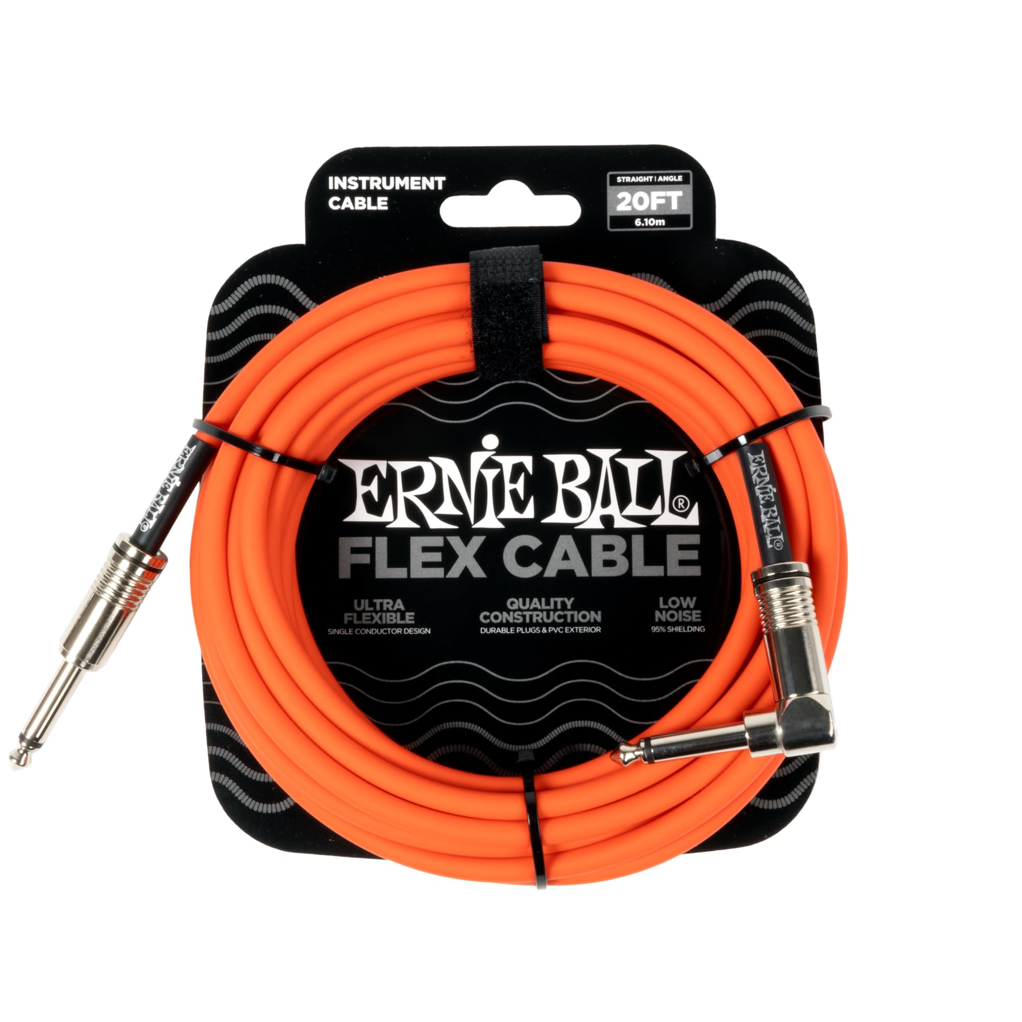 Ernie Ball Flex Instrument Cable Straight/Angle 20ft - Orange