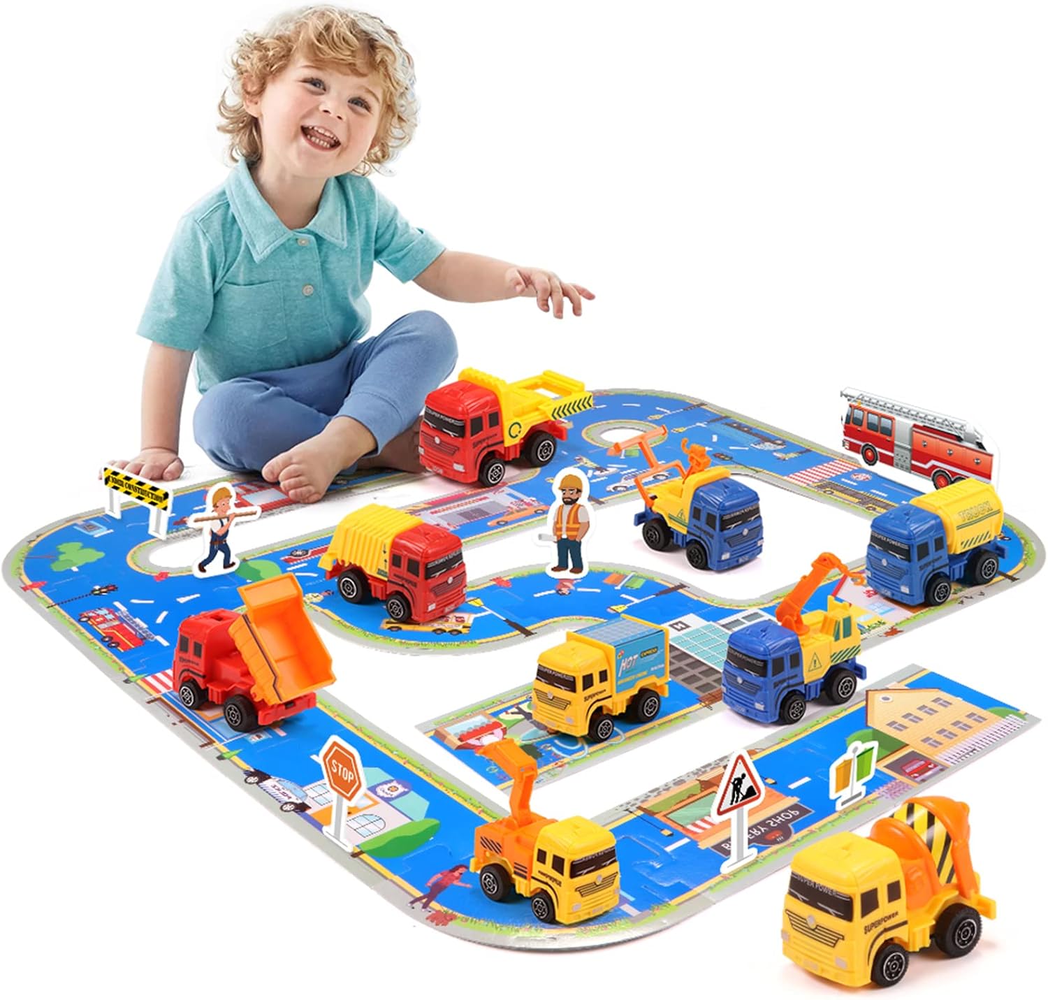 Monster Truck Jouet Construction KanCai - 4 Véhicules Démontables Tournevis - Éducatif 3-6 Ans - Garçons/Filles Tracteur Enfant