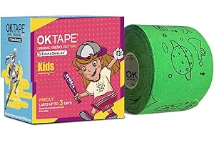 OK TAPE for Kids and Teens, 5.9 Inches 32 Strips, Green & Orange