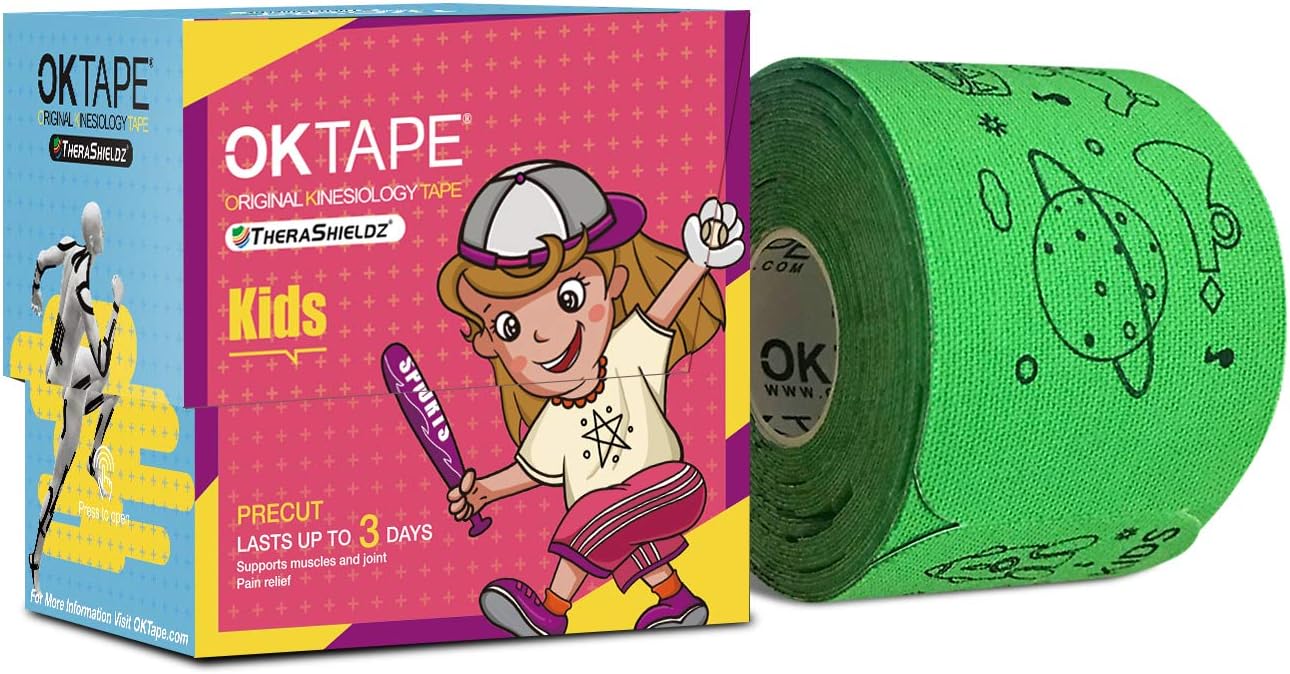 OK TAPE Kid Sport Kinesiology Designed for Kid & Teenage Hypoallergenic for Sensitive Skin Precut for Sports Supply,Easy Removal No Harm to Skin 15cm 32 Strips 1 Roll ...