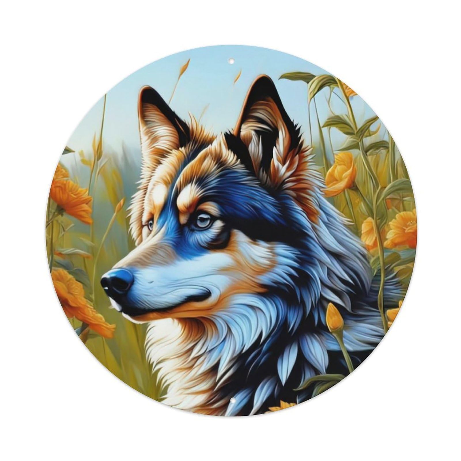Wolf And Birds in The Grass Vintage Metal Tin Sign Plaque Wall Decor for Cafe, Club Bar, Office, Garden Metal Poster 8x8Inch