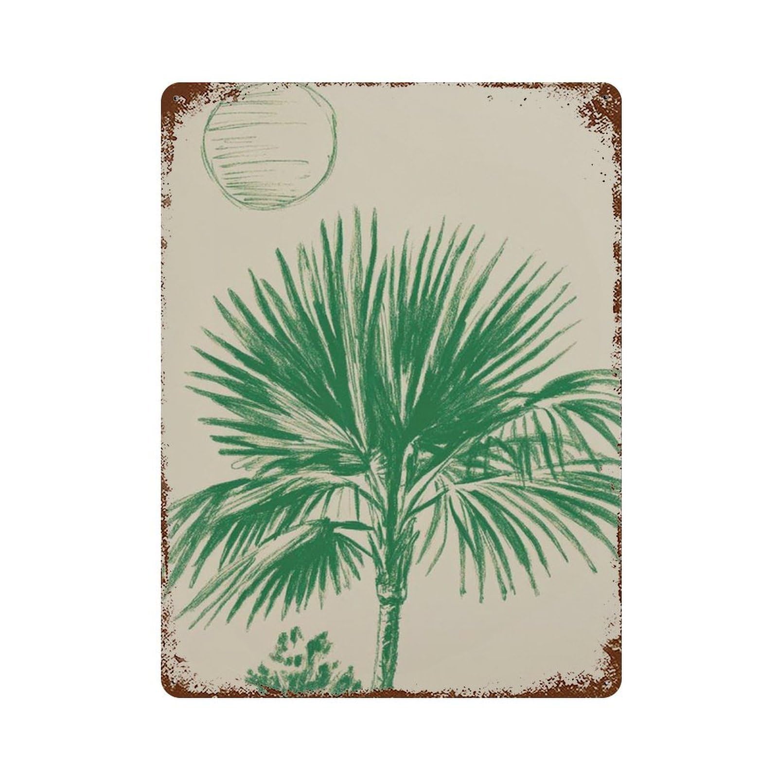 xiaoxiaoshen Palm Leaf Tropical Botanical Green Minimal Plant Wall Decor Art Metal Tin Poster Modern Home Decor Art Home Bar Shop Decorations Vintage Sign 40x30cm