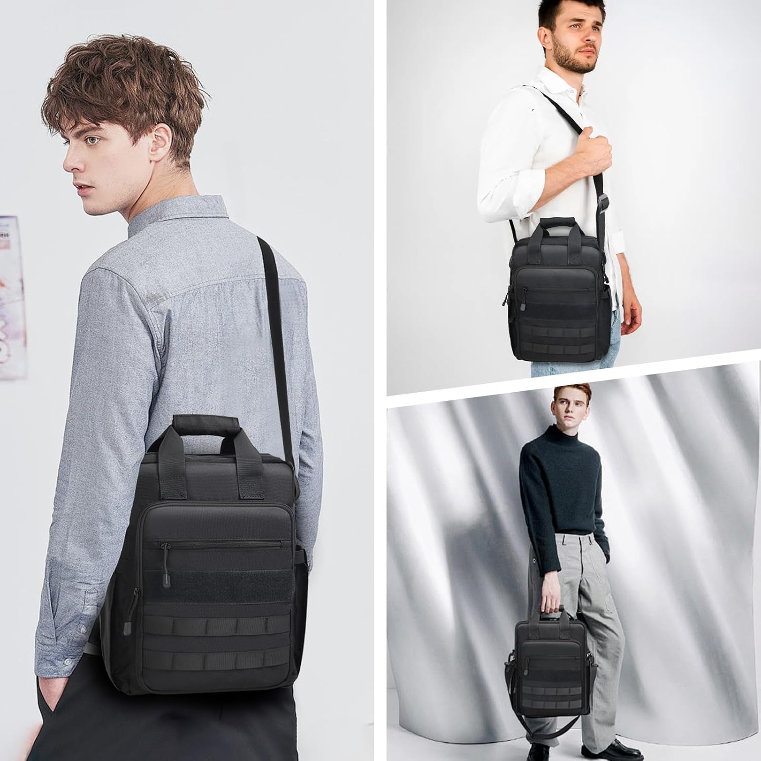 Jetviivid Tactical Messenger Bag for Men, 13''-14'' Laptop Shoulder Bag, Vertical Crossbody Bag Computer Work Sling Bag for 12.9'' Tablet Carrying Case MOLLE Briefcase - Image 2