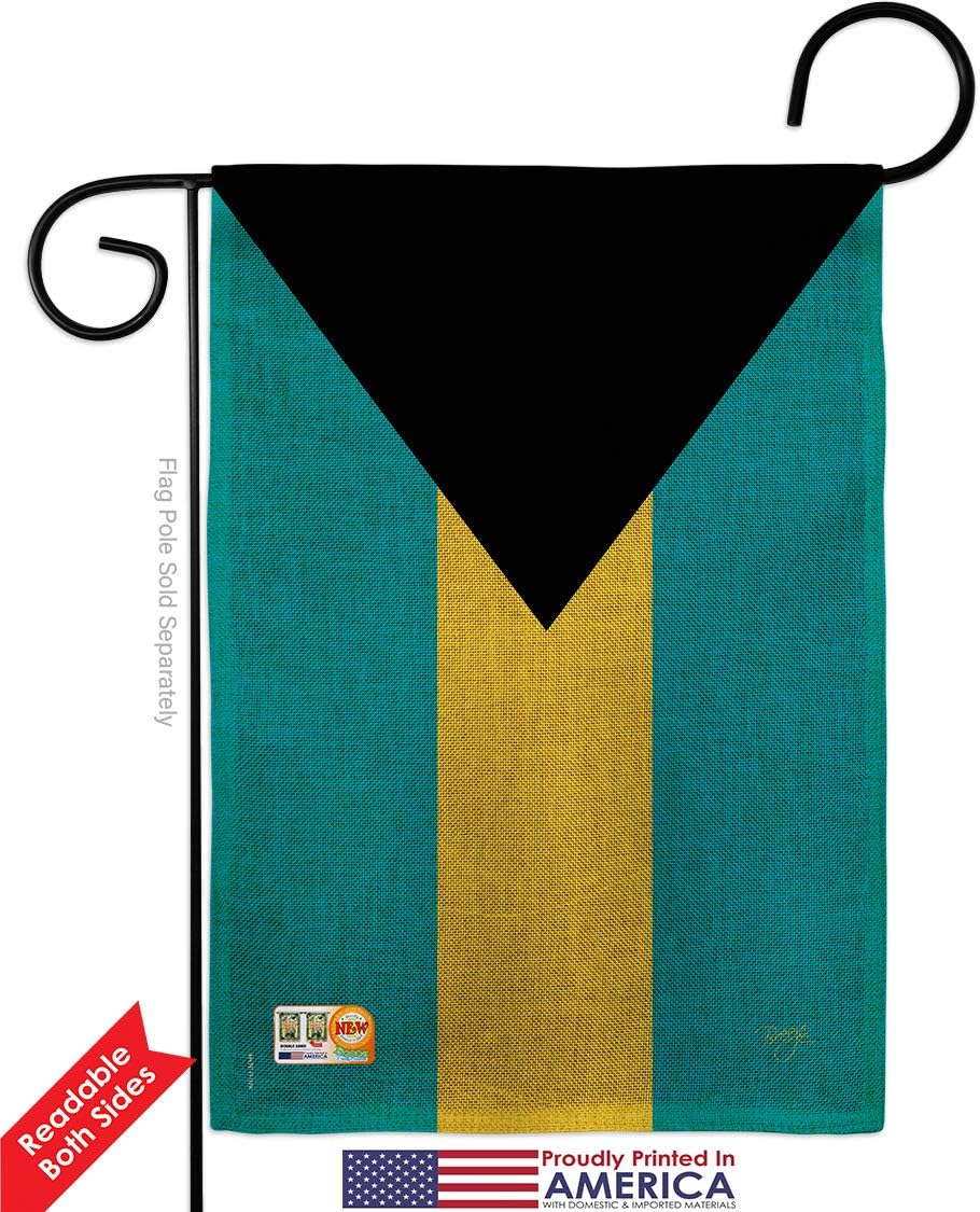 Bahamas Burlap Garden Flag Regional Nationality Nation International World Country Particular Area Small Decorative Gift Yard House Banner Double-Sided Made In USA 13 X 18.5