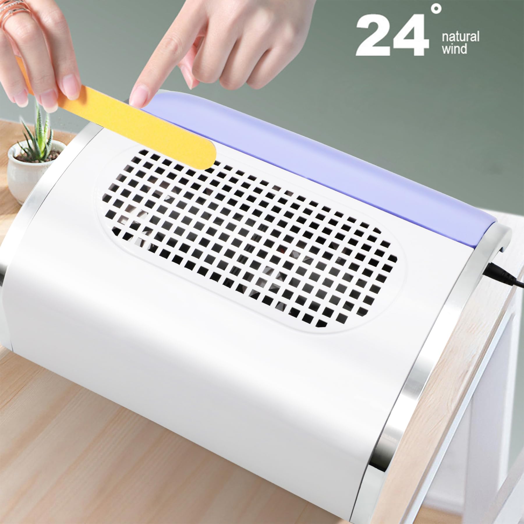 80W Aspiratore Professionale per Unghie con 2 Ventole, Aspiratore Unghie Low Noise, Aspiratore Unghie Professionale con Due Sacchetti per La Polvere, Adatto per Casa e Salone di Bellezza