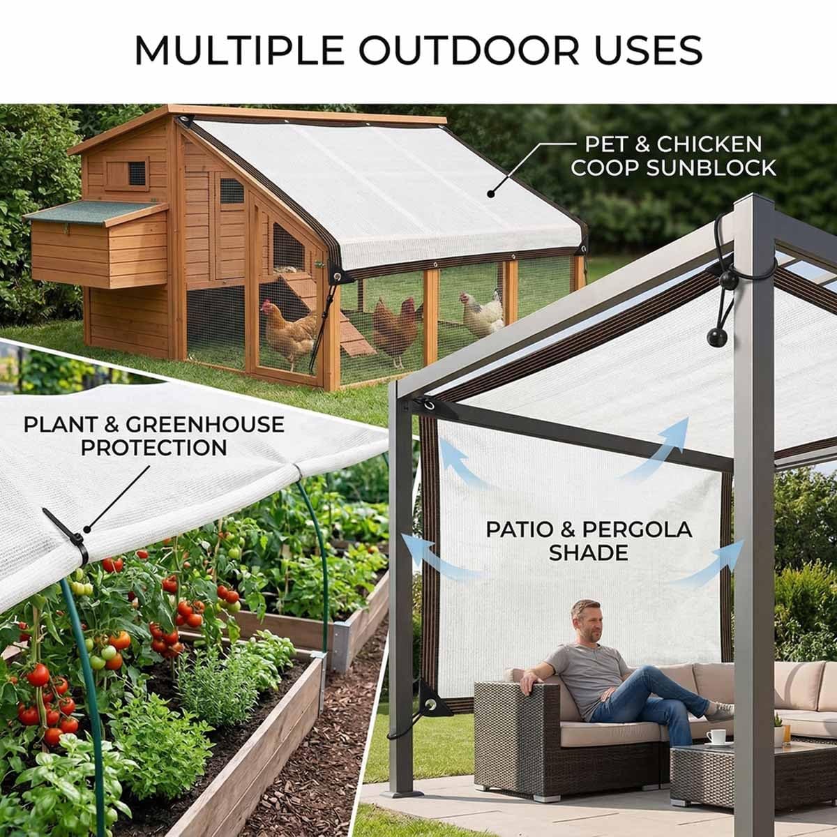 Telo ombreggiante al 55% per serre e patio, in rete traspirante, con occhielli, per pergola, baldacchino, pollaio, cuccia per cani, resistente ai raggi UV (8 x 15 m)