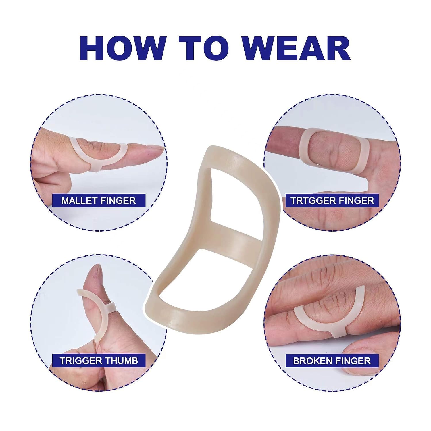 Soft Home 6 Pack Oval Finger Splints Waterproof Finger Splint for Arthritis, Trigger Finger,Mallet Fingers - Trigger Finger splints For Thumb, Index, Middle, Pinky or Ring Finger