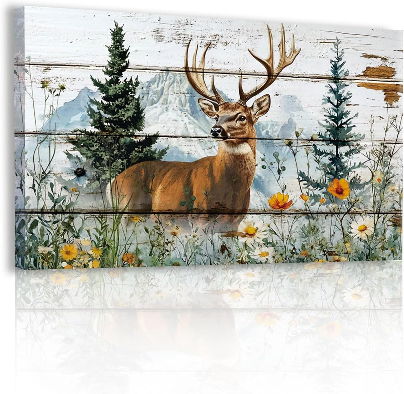 Rustic Deer Wall Art Bedroom Wall Decor Watercolor Nature Woodland Elk Picture for Bathroom Canvas Painting Abstract Wildlife Forest Animal Poster Modern Artwork Living Room Home Decoration 12x16"