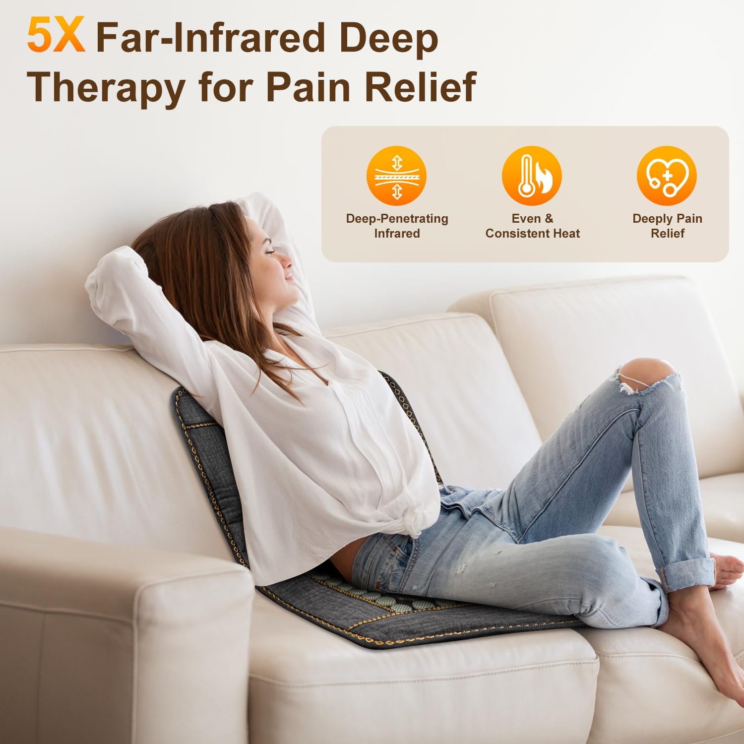 Infrared Heating Pad for Back, Large 76 Jade and 52 Tourmaline Heating Pad for Neck Shoulders Back and Abdomen with Auto Shut Off, Size: 32" x 20''