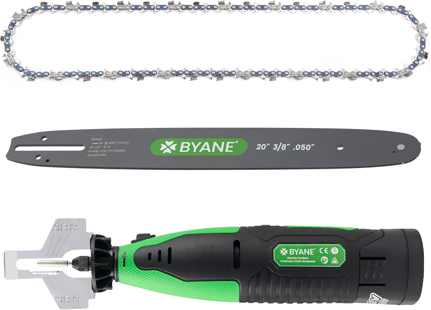 20" Chainsaw Bundle: Carbide Bar/Chain Combo + Diamond Sharpener for Husqvarna 455/460/570 & More, 3/8" Pitch, 050" Gauge, 72 Drive Links