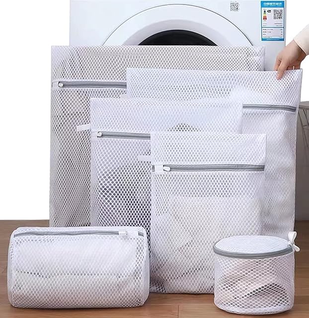8PCS Mesh Laundry Bags, Reuse Durable Washing Machine Bag for Delicates Blouse, Hosiery, Underwear, Bra, Lingerie and Baby Clothes