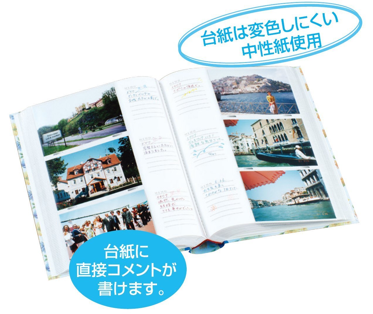 ナカバヤシ 写真アルバム 240枚×6冊　折りたたみポケットアルバム セラピーカラー ポケットアルバム L判6面240枚 ピュアブルー | 溶着式