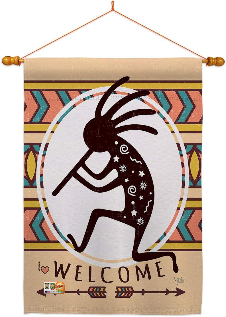 Welcome Kokopelli Dance House Flag Country Living Southwest Desert Cactus Succulent Particular Area Small Decorative Gift Yard Banner Made In USA 28 X 40