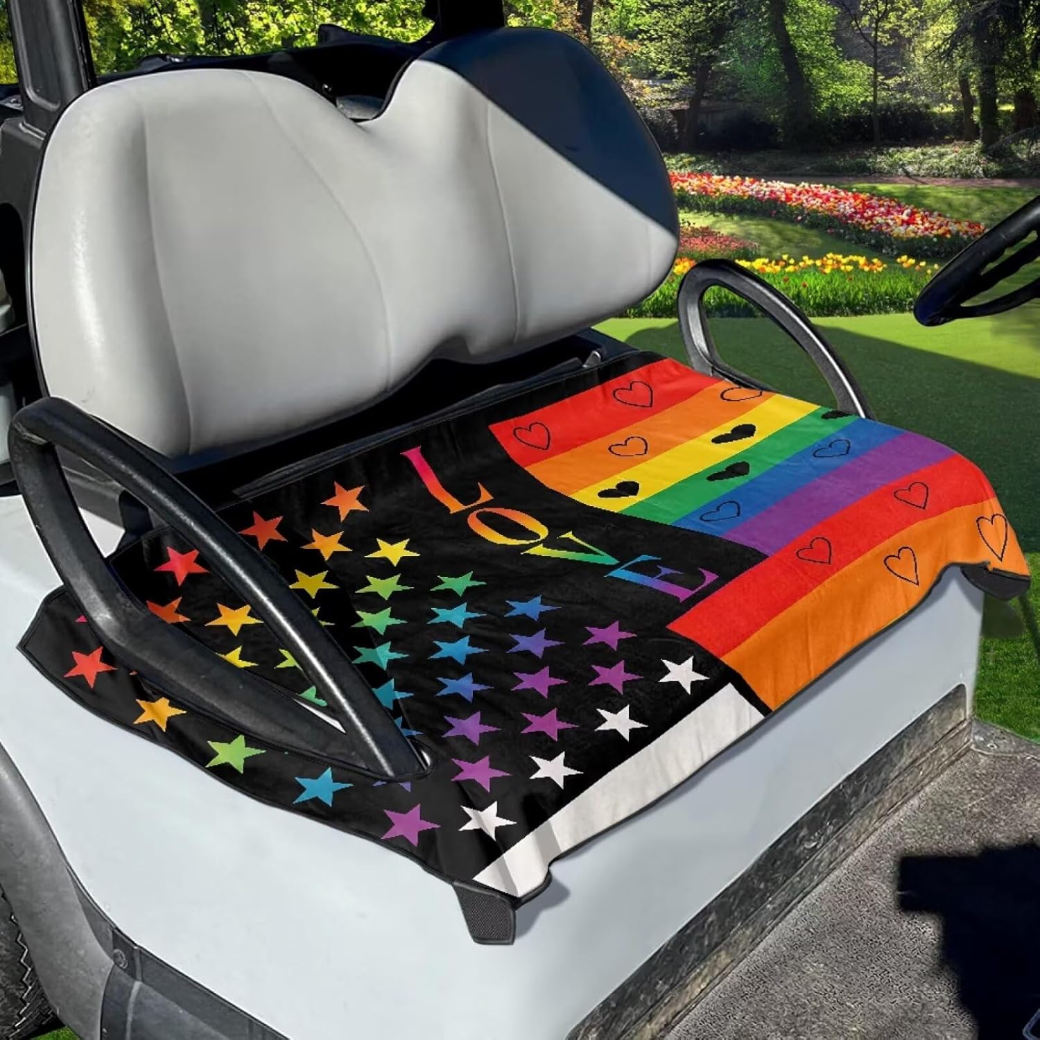 Yewattles Golf Cart Seat Cover Portable Club Car Seat Towel Universal Fit 2-Seat Golf Cart