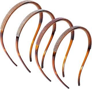 Glasses Headbands for Women Girls Sparkle Rhinestone Headband for Eyewear Fashion Non Slip Plastic Hair Hoop with Short Teeth Bling Hair Accessories with 4PCS