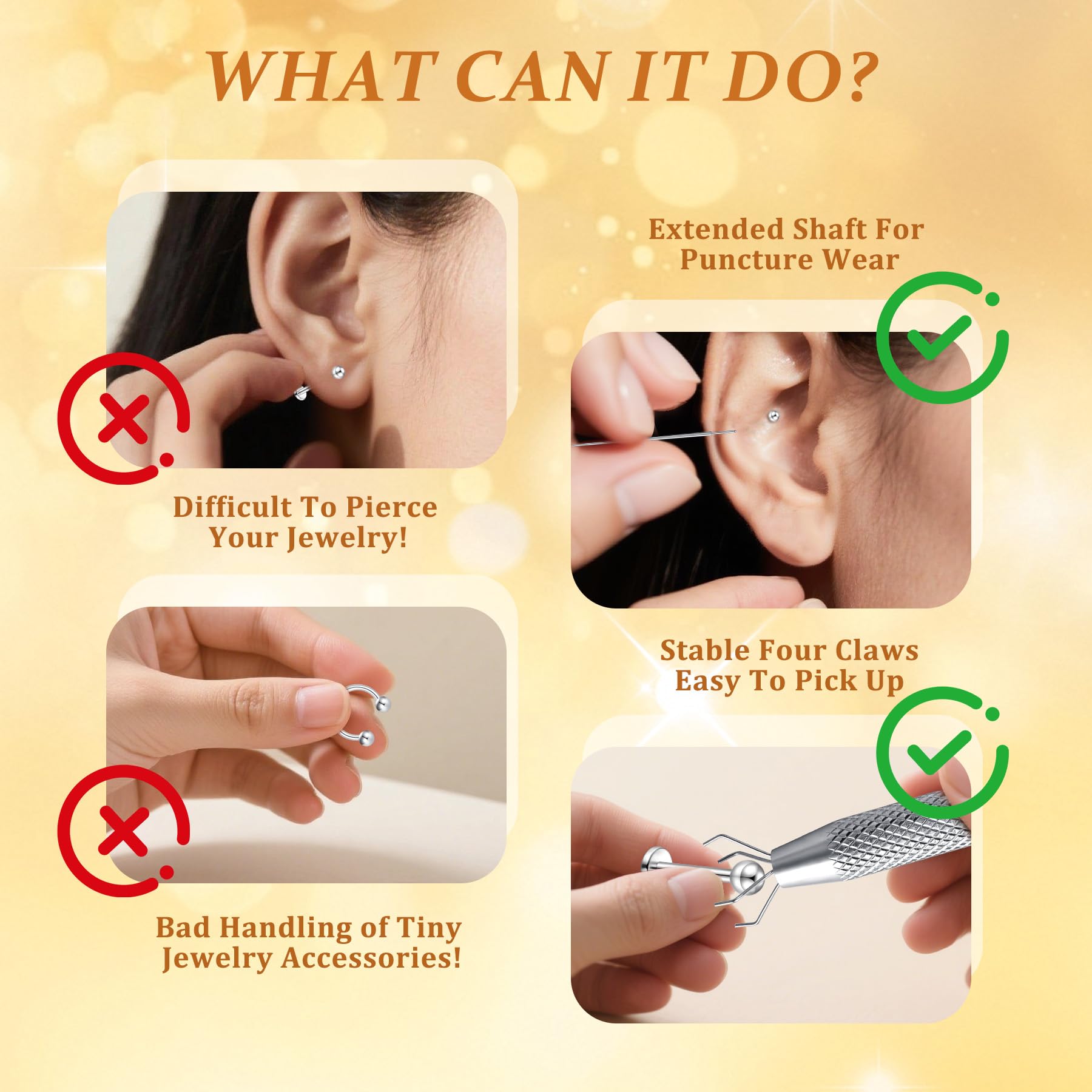 MODRSA Piercing-Taper Piercing-Ball Grabber Narzędzie do zmiany: Nos, wargi, Tragus, Piercing do zmiany biżuterii, 16, 18, 20G