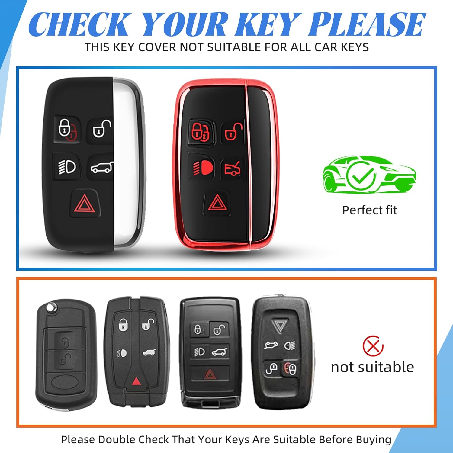for Range Rover Key Fob Cover with Car Keychain ,Soft TPU Car Key Case Compatible with LR4 Sport Evoque for Jaguar XF XJ XJL F-pace, 5 Buttons for Jaguar Key Cover - Image 2