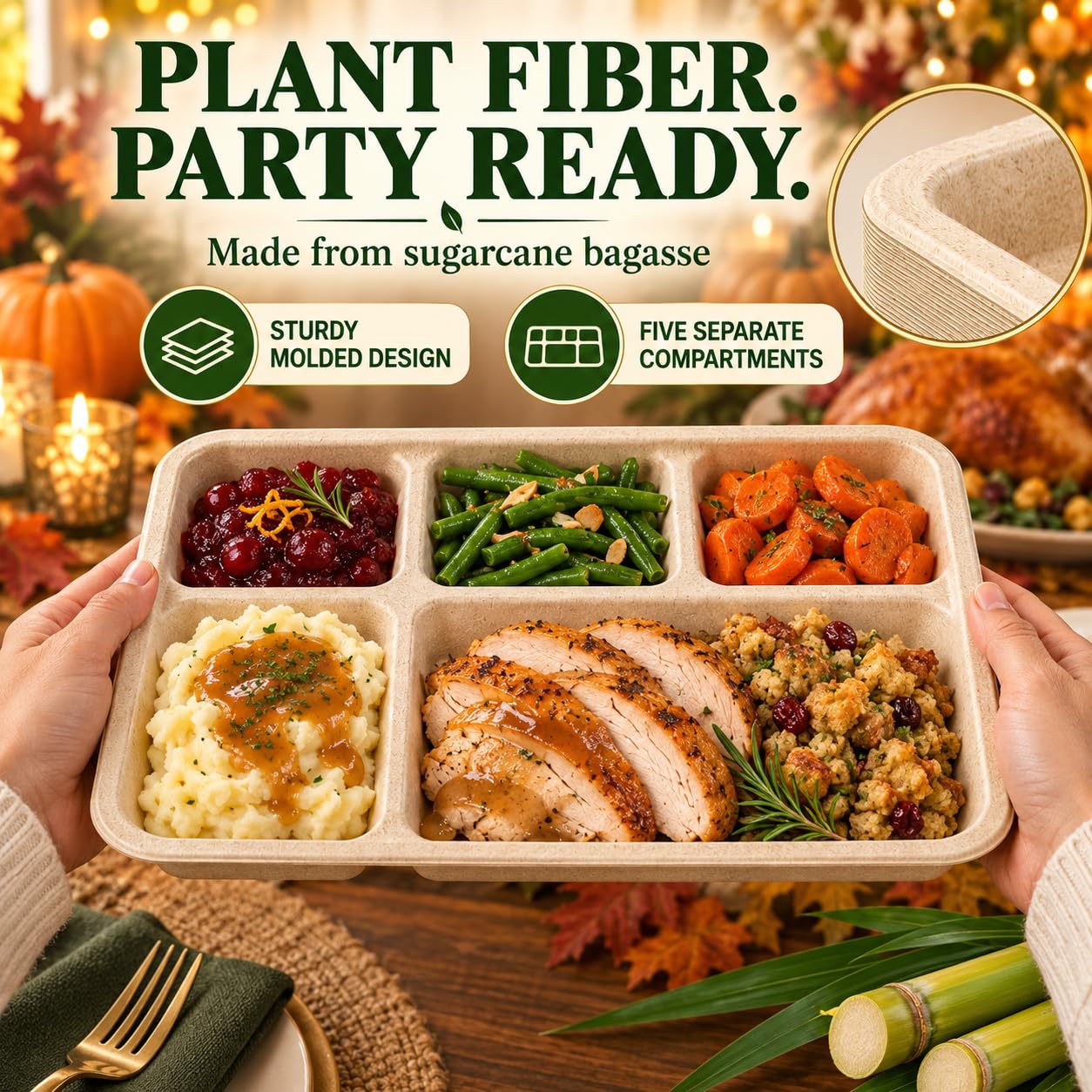 Tinybee Compostable Plates - 5 Compartment -8