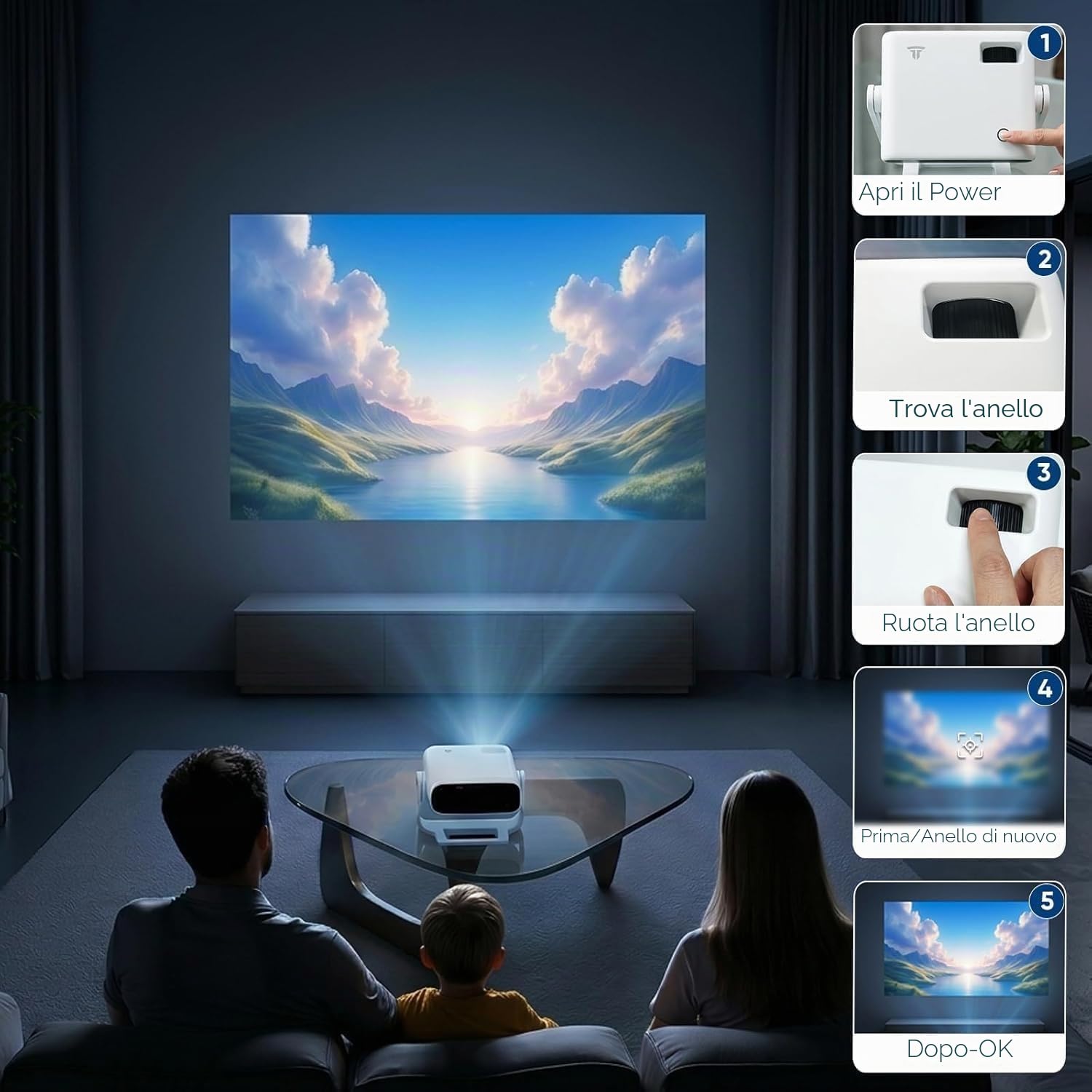 Videoproiettore con Applicazione Integrata - Wielio Proiettore Portatile Full HD 1080p, Android 11 WiFi6 BT5.2, Correzione Automatica del Trapezio, compatibile con iOS Android HDMI, Sistema Home